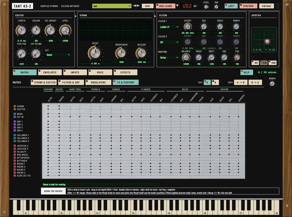 Tant KS-2, Matrix, FX & PERFORM page view